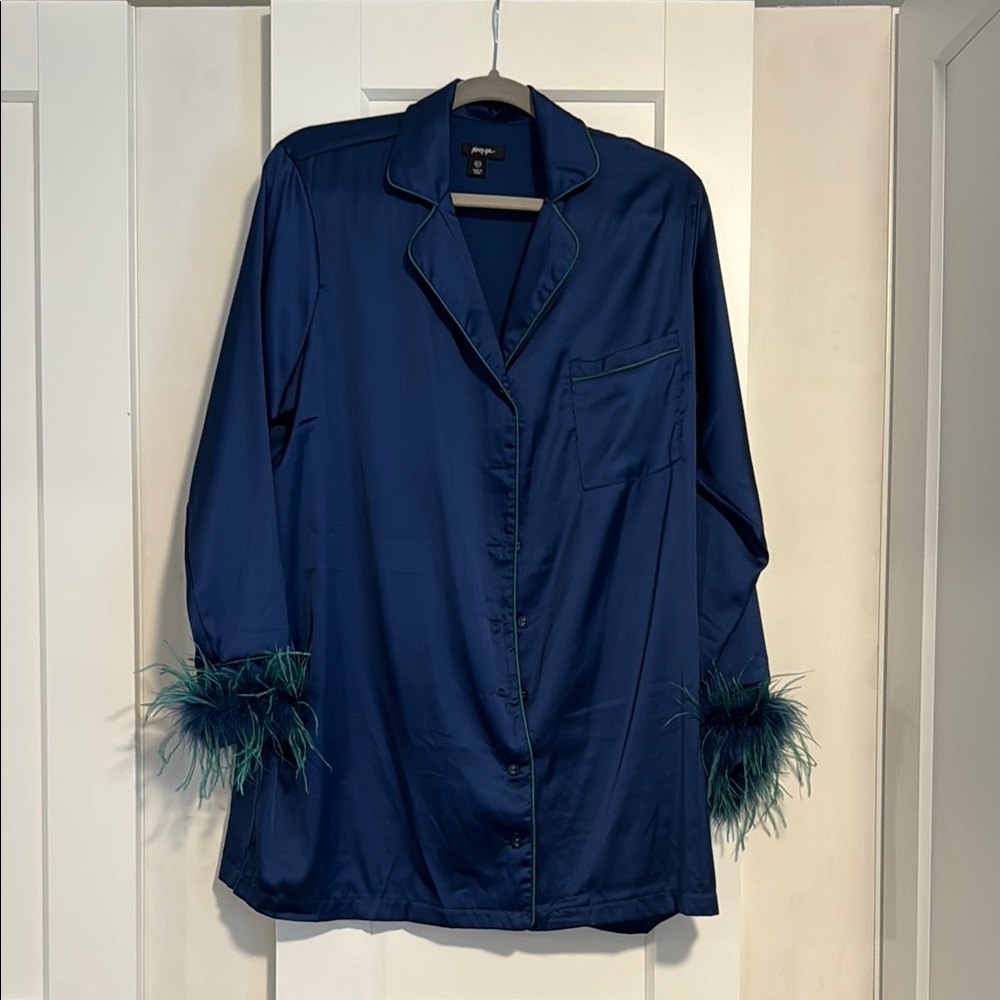 Nasty Gal Satin Blue Nightshirt